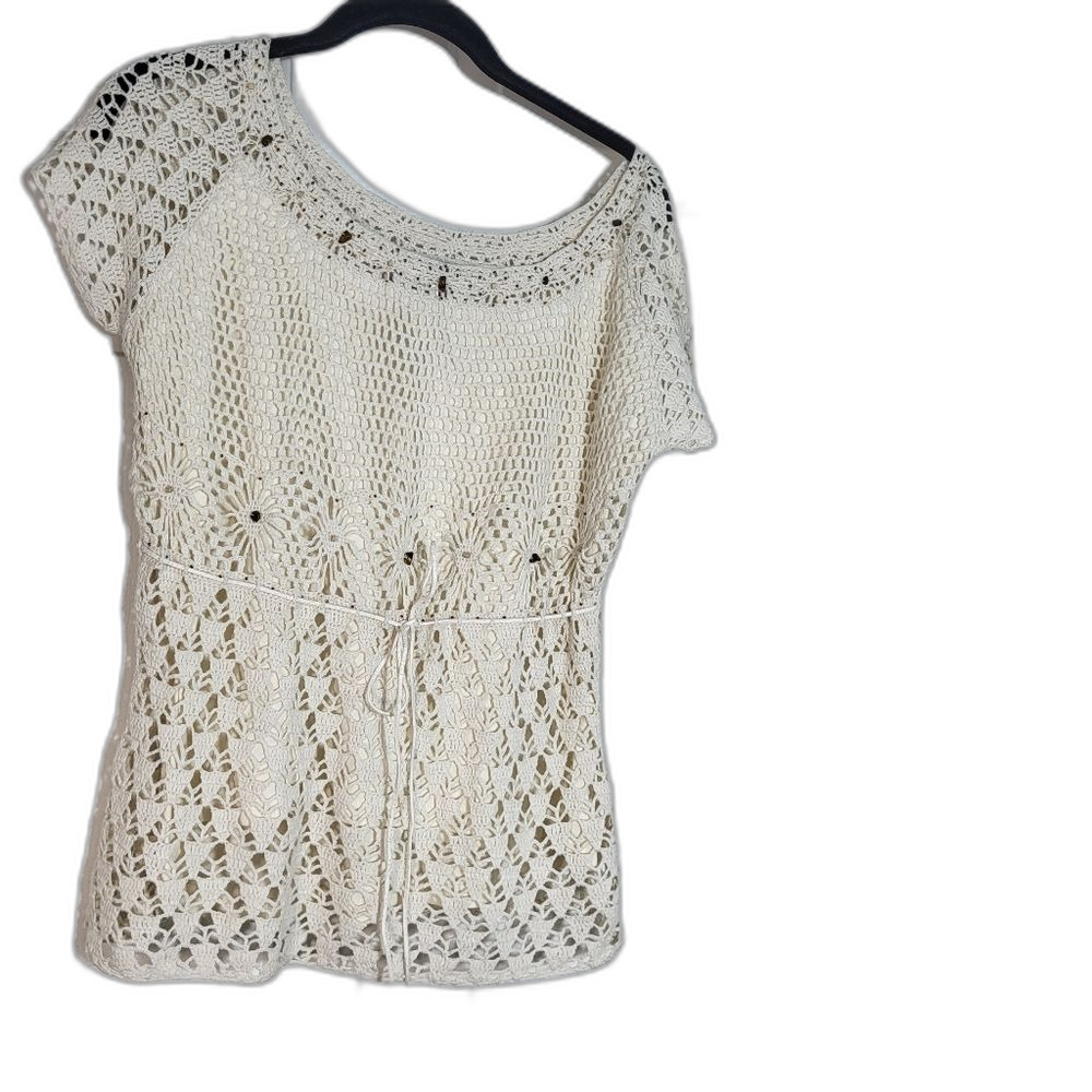 Cream Crochet Women's Top